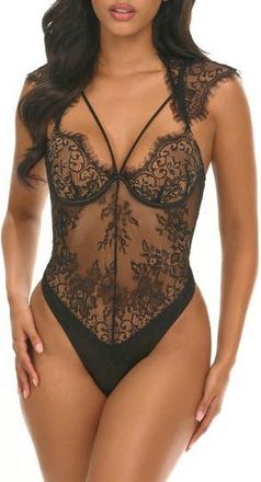 Oh l&agrave; l&agrave; Ch&eacute;ri Madelyn Teddy in Black at Nordstrom Rack, Size X-Large