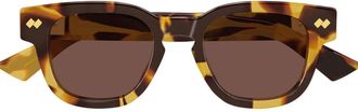 Bottega Veneta Intrecciato Panthos Zonnebril - Heren - Zonnebrillen - Bruin - 48 MM - Accessoires