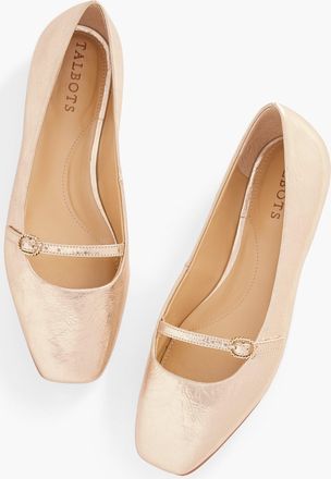 Talbots Sloan Mary Jane Flats - Crackle Metallic - Gold - 9 1/2 M Talbots