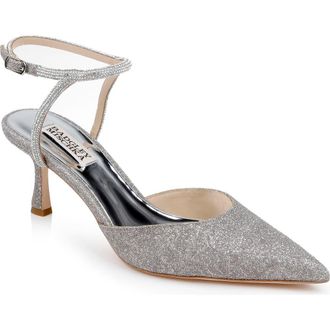 Badgley Mischka Autumn Pointed Toe Ankle Strap Pump in Silver Antique at Nordstrom Rack, Size 5.5