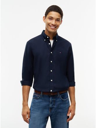 Tommy Hilfiger Mens Regular Fit Long-Sleeve Shirt - Navy Blue - XXL