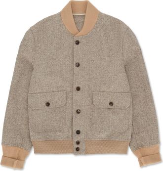 Fortela Herringbone Bomber Jacket in Beige at Nordstrom, Size 50 Eu