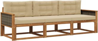 vidaXL Conjunto De Sof&aacute;s De Exterior 3 Uds. Natural Y Beige Vidaxl