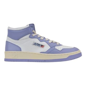 Autry Sneakers, male, Purple, Size: 9 US Leather Lace-Up Sneakers Round Toe Perforated