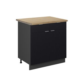Vicco Mueble Bajo De Cocina Fame-line, Rayas Negras, 80 Cm, Et Roble