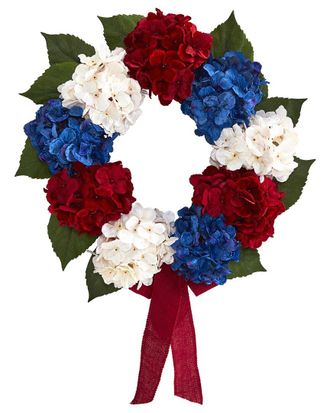 Nearly Natural 24In Red, White & Blue Americana Hydrangea Artificial Wreath