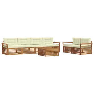 vidaXL Conjunto De Sof&aacute;s De Exterior 7 Uds. Natural Y Crema Vidaxl