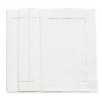 Solino Home Cotton Linen Hemstitch Placemats, 14 x 19 in White at Nordstrom, Size Medium