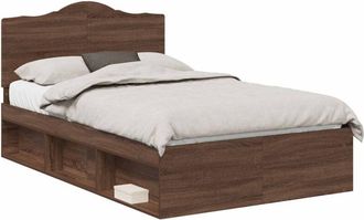 vidaXL Estructura De Cama Con Cabecera Roble Marr&oacute;n 120 X 190 Cm Vidaxl