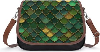 Generic Green Mermaid Scale Small Womens Crossbody Bags Shoulder Handbag with Adjustable Strap for Travel