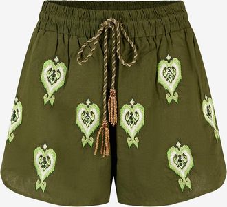 Farm Rio Gestickte Shorts mit seitlichen Schlitzen