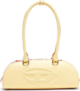 Diesel 1DR Dome - Elongated bowling bag in leather - Shoulder Bags - Woman - Yellow