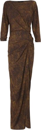 Cortana Carey- lange zijden dierenprint jurk - Dames - Maxi kleedjes - Bruin - M - Kleedjes
