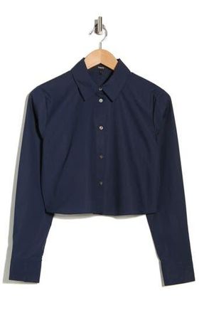 Theory Crop Poplin Button-Up Shirt in Navy at Nordstrom Rack, Size X-Large