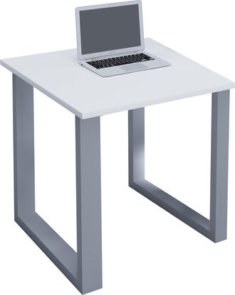 ebuy24 Vcm Wood Desk Al. 76 X An. 80 X P. 80 Cm Mesa De Ordenador Lisa Pies De Metal De Alta Calidad Mesa De Trabajo Muebles De Oficina - Lona U (plata / Bla