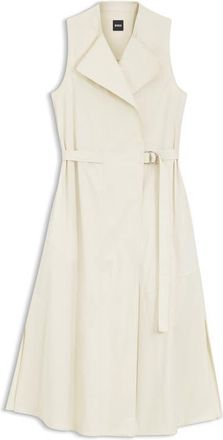 BOSS Dimosa Sleeveless Belted Midi Wrap Dress in Light Pumice at Nordstrom, Size 12