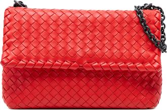 Bottega Veneta Pre-owned Womens Small Nappa Intrecciato Olimpia Shoulder Bag - Poppy Leather - One Size