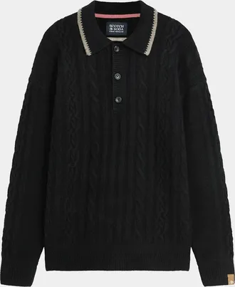 Scotch & Soda Men & apos;s Cable-Knit Wool-Blend Polo Sweater