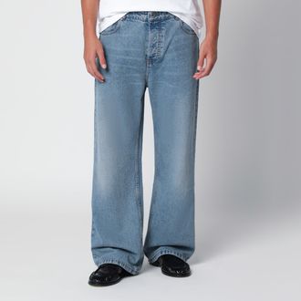Ami Jeans a gamba larga blu in denim