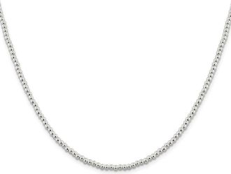 Diamond2Deal Sterling Silver 3mm Beads on Box Chain Necklace