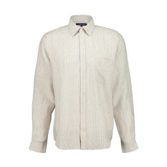 Frescobol Carioca Casual Shirts, male, Multicolor, XL, Khaki Striped Linen Button-Up Shirt