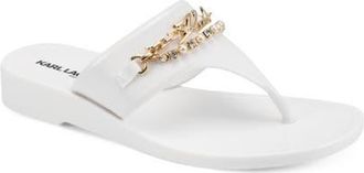 Karl Lagerfeld Vesperina Embellished Flip Flop in Bright White at Nordstrom, Size 11