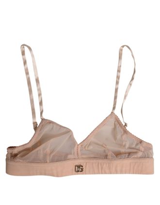 Dolce & Gabbana Powder Pink Nylon DG Logo Non Wire Bra Womens Underwear