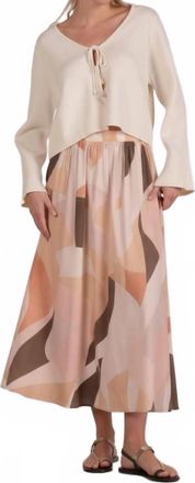 Elan Desert Skies Elastic Waist Midi Skirt In Neutral Prism