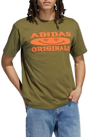 adidas Originals Smile Graphic Tee in Focus Olive at Nordstrom, Size X-Large