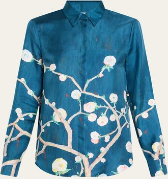 Gabriela Hearst Henri Painterly-Print Silk Button-Down Blouse