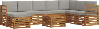 vidaXL Conjunto De Sof&aacute;s De Exterior 9 Uds. Gris Natural Y Claro Vidaxl