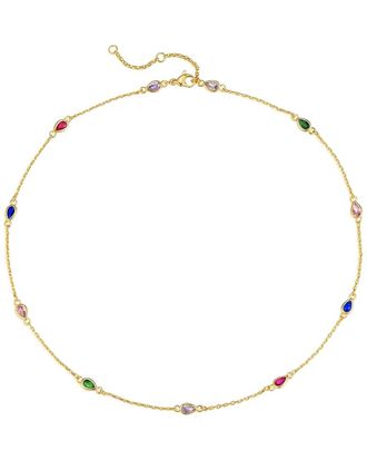 Liv Oliver 18K Plated 2.25 Ct. Tw. Semi Precious Gemstones Station Necklace