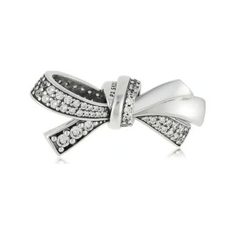 Pandora Bow Charm With Clear Cubic Zirconia - female - Pandora - Jewellery - Gray - ONE SIZE - Accessories