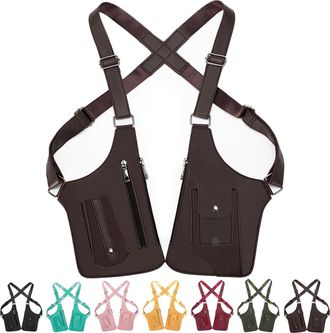 Generic Premium Leather Adjustable Underarm Shoulder bag, Unisex Double-Layer Design, Adjustable Accessories (Brown)