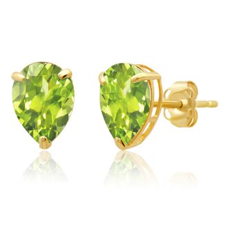 MAX + STONE 14k Yellow or White Gold Teardrop 8mm Gemstone Pear Shape Stud Earrings