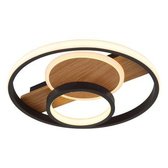Netlighting Pikara 34.5cm Semi Flush Ceiling Light Wood Look 3x LED 3000K in Brown