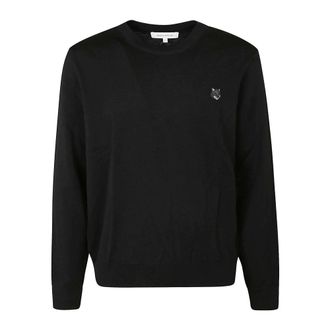 Maison Kitsun&eacute; Truien & Vesten, Heren, Zwart, XL, Wol, Bold Fox Head Patch Regular Jumper