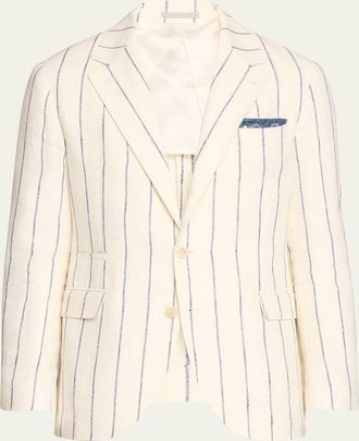 Brunello Cucinelli Mens Linen-Blend Large Stripe Suit