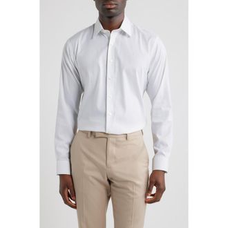 Nordstrom Lima Trim Fit Neat Premium Performance Silk Twill Dress Shirt in Purple Lima Geo at Nordstrom, Size 14.5 - 32