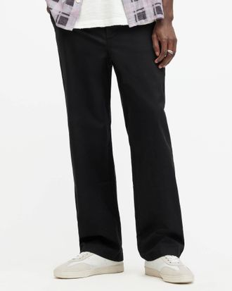 AllSaints Organic Cotton Jovi Mid-Rise Straight Fit Trousers, Size: 28