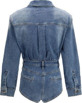 Self Portrait Womens Blue Cotton Jumpsuit
