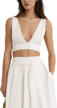 Reiss Simone Tie Back Plunge Cropped Top