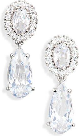 Nadri Jzmn Cubic Zirconia Double Drop Earrings in Rhodium at Nordstrom Rack