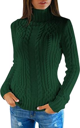 Generic Chenille Jumpers Turtleneck Sweater Women Winter Knitted Wool Knit Bottom Female Long Sleeve Thick Loose Pullover Thin Jumpers for Women UK Sales Esse