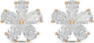 Diana M. Jewels 14kt Rose gold 3.00cts lab grown Pear shaped diamond flower cluster stud earrings