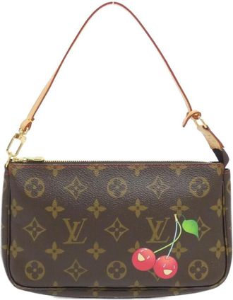 Louis Vuitton Marron Coated Canvas Pochette Pouch (Pre-Owned)