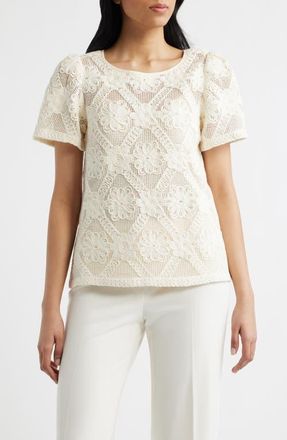 Anne Klein Lace Top in Soft Ecru at Nordstrom, Size Large