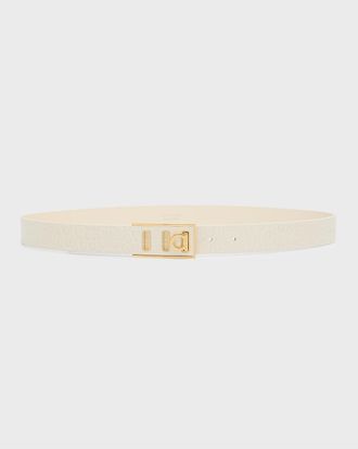 Ferragamo Gancini Croc-Embossed Leather Belt