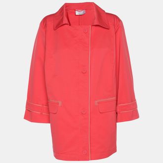 Marina Rinaldi Voyage By Marina Rinaldi Coral Red Gabardine Rain Coat
