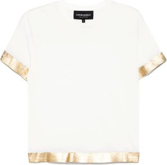 Cynthia Rowley T-shirt con orlo metallizzato - Bianco